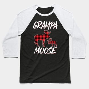 Red Plaid Grampa Moose Matching Family Pajama Christmas Gift Baseball T-Shirt